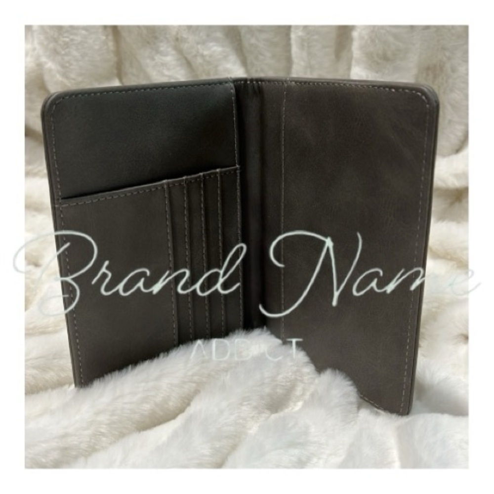 Gray Basic Faux Leather USA Passport Wallet - Picture 2 of 3